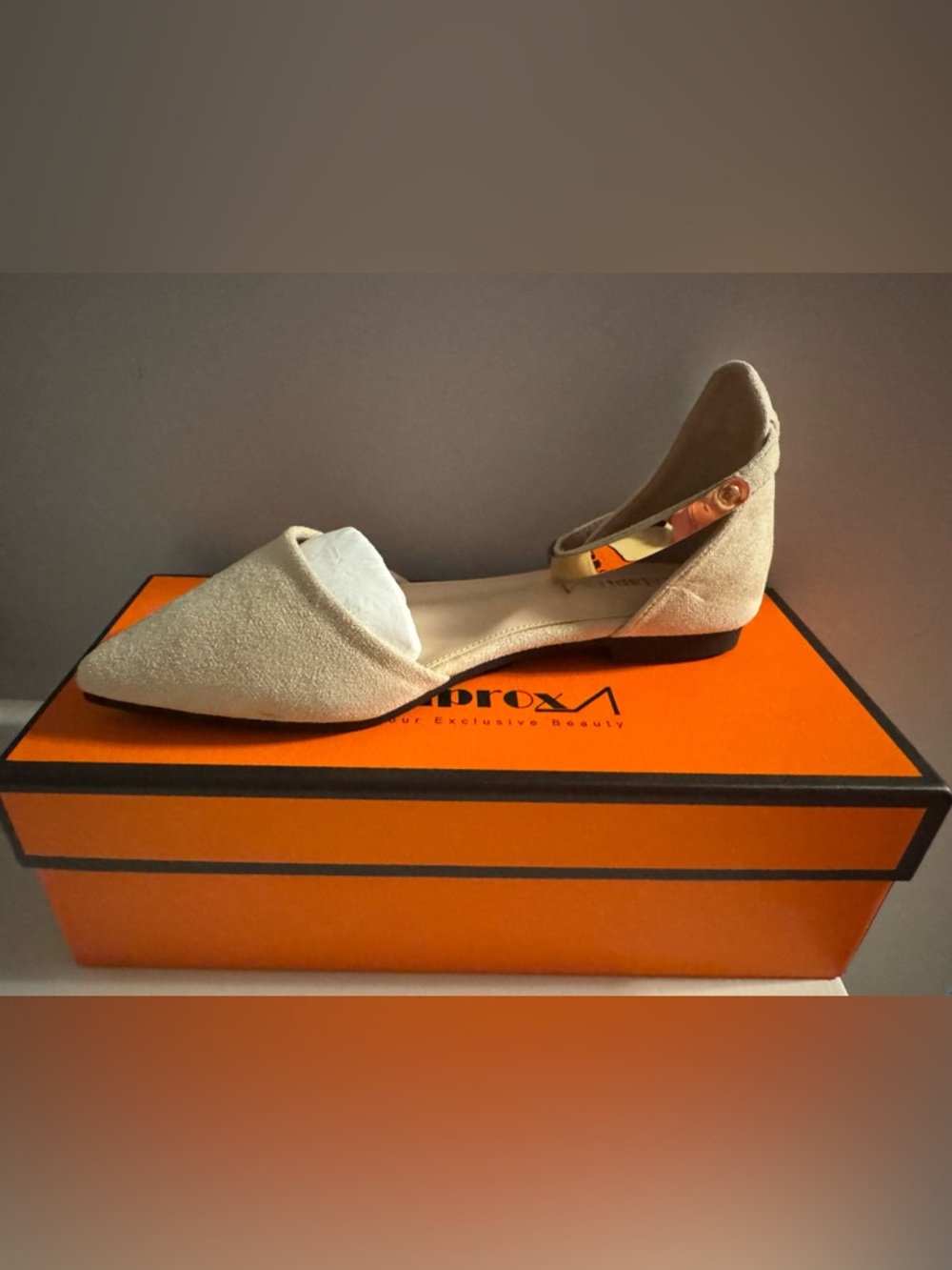 Faux seude Flat with Gold Ankle Accent